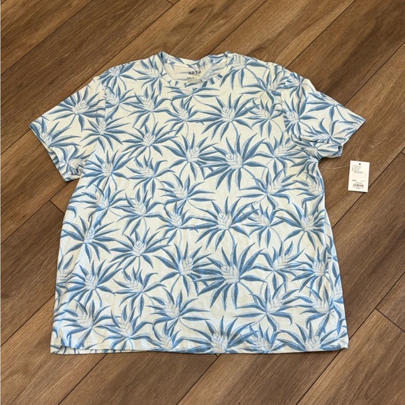 Apt. 9 Other - Apt. 9 Blue and White Short Sleeve Tee Tropical Design